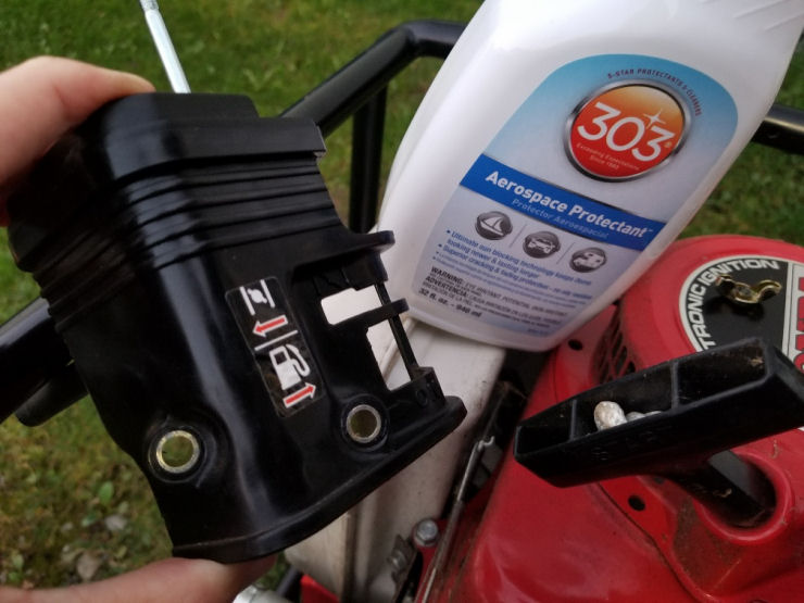 303 Products UV Protectant on plastic Honda Generator parts